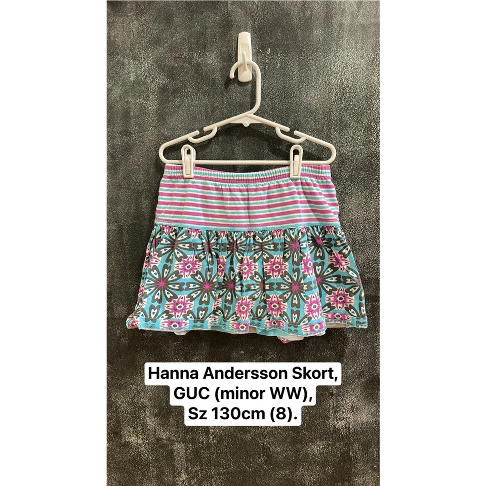 Hanna Andersson 2 Skorts Flores Geométricas Rayas 100% Algodón Talla 130cm 8Y Foto 2 de 4