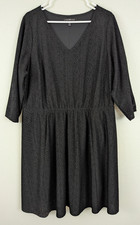 Lane Bryant sz 18/20 Faux Wrap Midi length Dress black 3/4 sleeves lined 3183