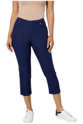 #ad HUE Women#x27;s Everyday Stretch Knit Pull On Capri Pant Navy $19.99