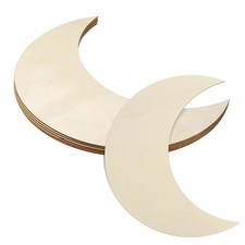 Luna de madera de 11"x4", paquete de 5 recortes de madera en blanco luna de madera sin terminar
