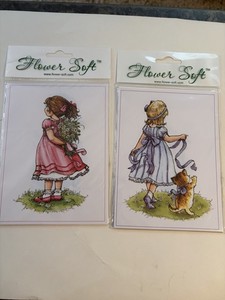 Flower Soft Card Toppers Moments In Time Girl Flowers & Playing 2 Pcks Brand New