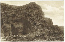 VINTAGE B/W POSTCARD, CORNWALL, CATHEDRAL CAVERN, PORTH, NEWQUAY