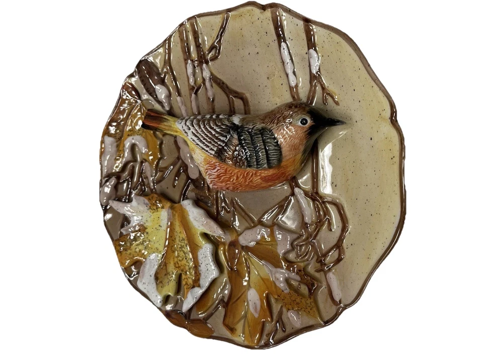 Placa de Pájaro 3D TOTALMENTE De Colección - ROBIN Europeo Montable en Pared Escena Otoño/Invierno Foto 3 de 4