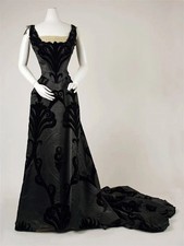 1898s Black Victorian Wedding Bustle Dress Civil War Southern Belle Ball Gown