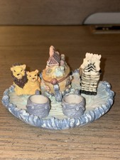 Noah's Ark Mini Tea Set Popular Imports Polystone Resin 1994 Ark, Animals, Ocean