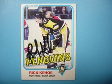 1981/82 O-PEE-CHEE NHL HOCKEY CARD #254 RICK KEHOE EXNM SHARP AUTO AUTOGRAPH OPC