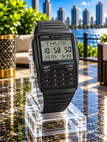CASIO DBC-32-1ADF CALCULATOR DATABANK MENS BLACK DIGITAL RETRO DIAL WATCH *NEW*