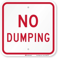 - K-5365-AL-12x12 "No Dumping" Sign  12" x 12" Aluminum