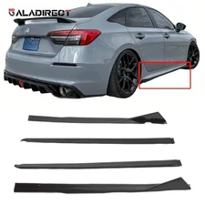 V Style Glossy Black Side Skirts Extension Splitters For Honda Civic 2022-2025