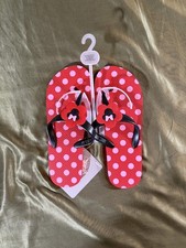 Disney Minnie Mouse Flip Flops Sandals Women's US 7/8 Red Polka Dot Flower NWT