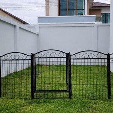 8 Panels Dog Playpen Heavy-duty Cage Lockable Door Garden Barrier Exercise Fence