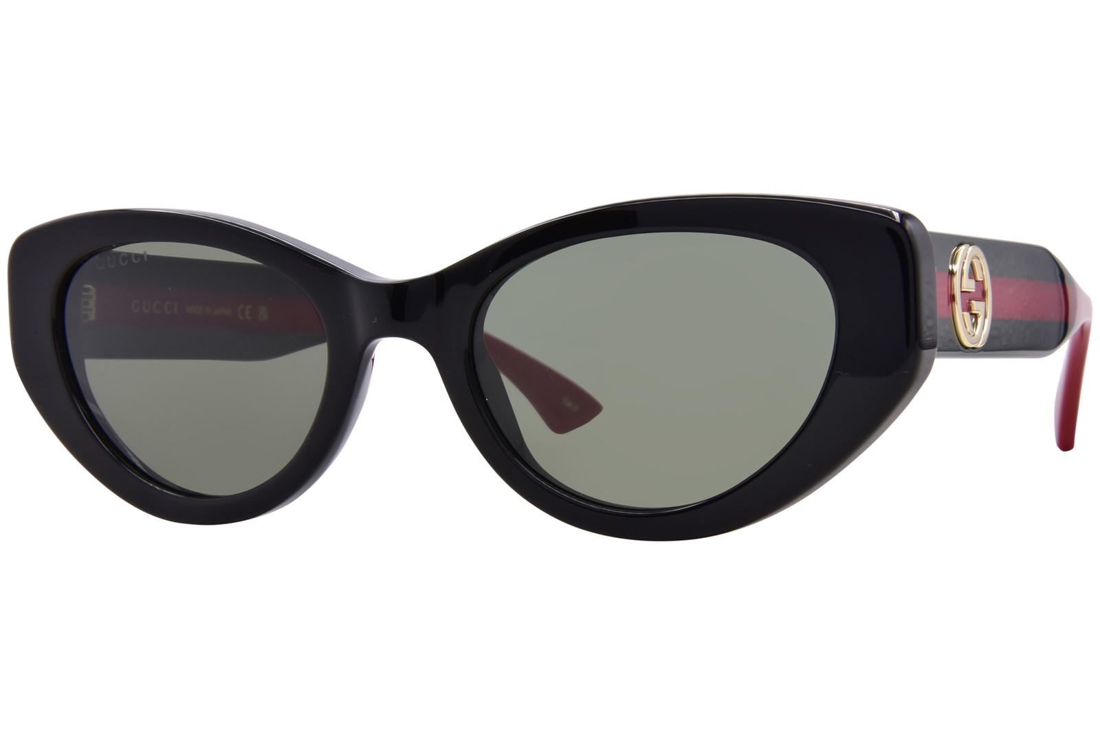 Солнцезащитные очки женские Gucci GG1862S 001 Черныйзеленыйсерый Кошачий глаз 52 мм 50290₽