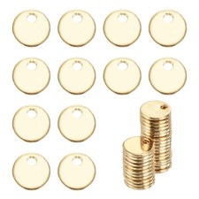 25Pcs Stainless Steel Blank Stamping Tag Charm Pendant 6mm/0.24" Gold