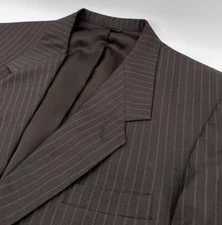 Bespoke Loro Piana Tasmanian Super 130’s Wool Brown Striped Suit SZ 50 Pants 40