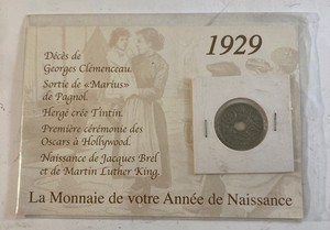 Un cadeau original pour séniors - Monnaie Année Naissance 1929