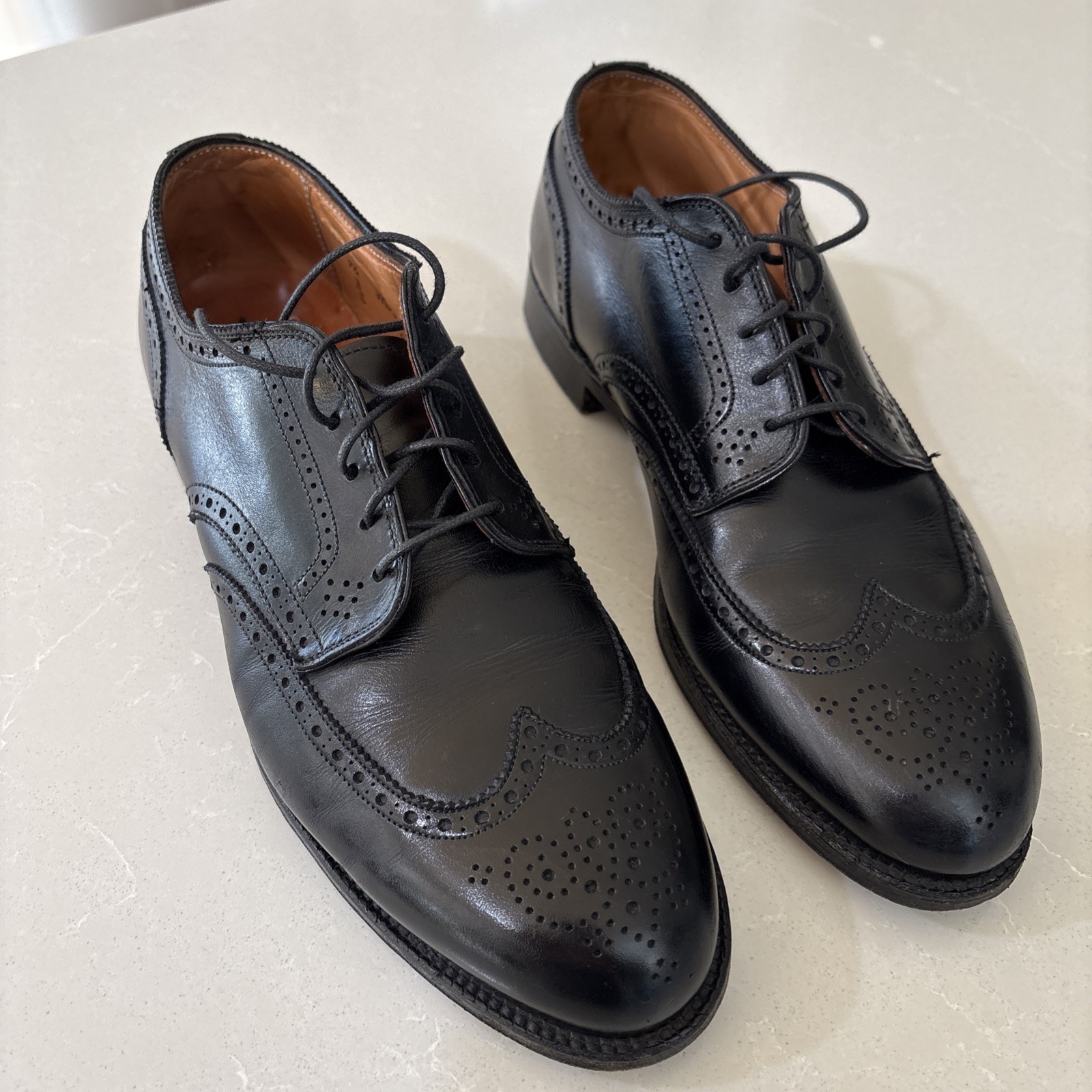 Alden 967 Black Calfskin Short Wing Tip Blucher