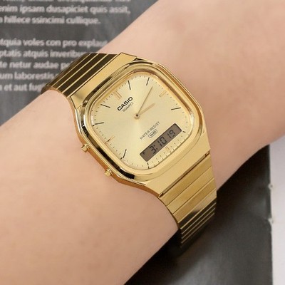 Casio AQ-240EG-9ADF Watch Digital Analog Metal Band Gold Original New