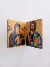Folding Diptych | Orthodox Christian Miniature Wooden Icon | Handmade