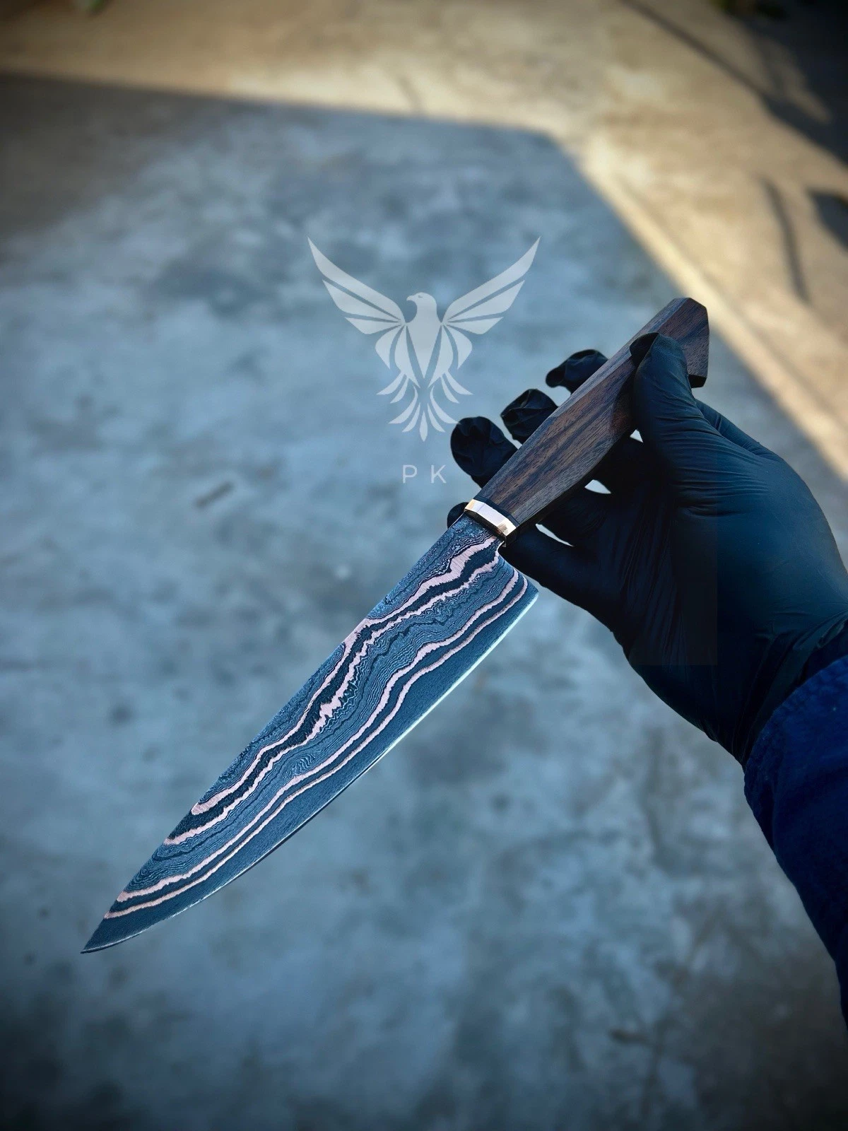 Handmade Copper Damascus Santoku Chef Knife with Walnut Handle ,Copper Bolster
Opens in a new window