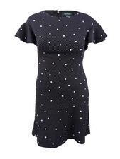 Lauren by Ralph Lauren Women's Printed Fit & Flare Dress (10, Black)