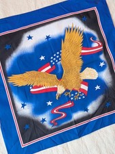 Vintage 80s/90s Eagle American Flag Biker Graphic Square Bandana Made in USA