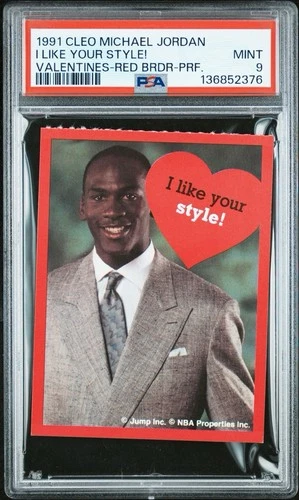 1991 Cleo Michael Jordan Valentines Day I Like Your Style Card Bulls PSA 9 Mint