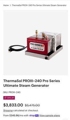 ThermaSol PROIII-240 Steam Generator Pro Series, 80PSI