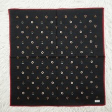 CHAPS Ralph Lauren Black Logo Cotton Mini Scarf Pocket Square 17" X 18" Q542