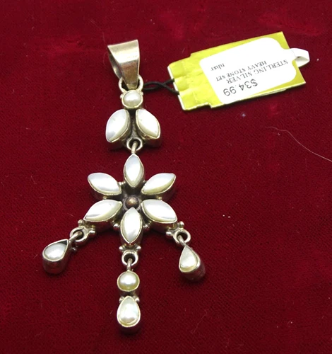 Vtg. Sterling Silver Costume Jewelry Necklace Pendant - S1