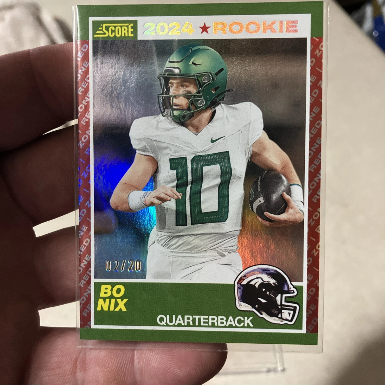 Bo Nix Panini Score 35th Anniversary Rookie #9 Red Zone