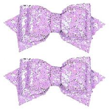 Glittery Mermaid Purple Hair Bows 3Inch Multicolor Sparkling Alligator Clips for