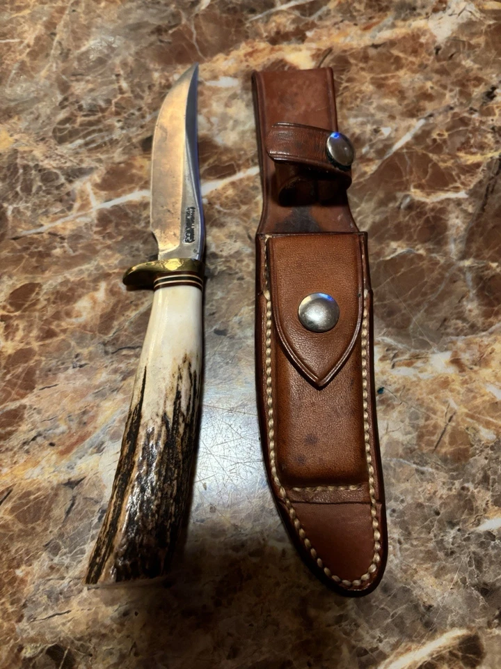 Vintage Randall Knife Model 4-7 Stag Horn Handle + Leather Sheath TR160 - Image 3 of 4