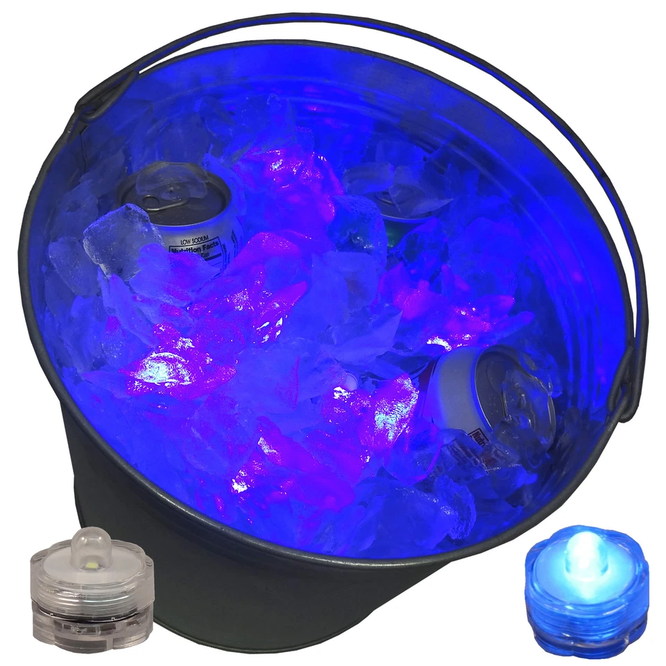 Luces LED sumergibles para cubo de hielo de bebidas Mardi Gras Fat Tuesday Party 24 azules Foto 3 de 3