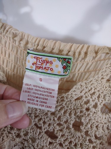 Flying Tomato Women's Dress Size S, Crocheted Top, Spaghetti Straps, Flared - Picture 5 of 8
