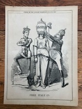 original 1859 cartoon print - free italy !