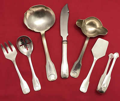 Pc FRIONNET FRANCOIS SHELL Silverplated Tongs Sugar Ladles Spreader  Spatula