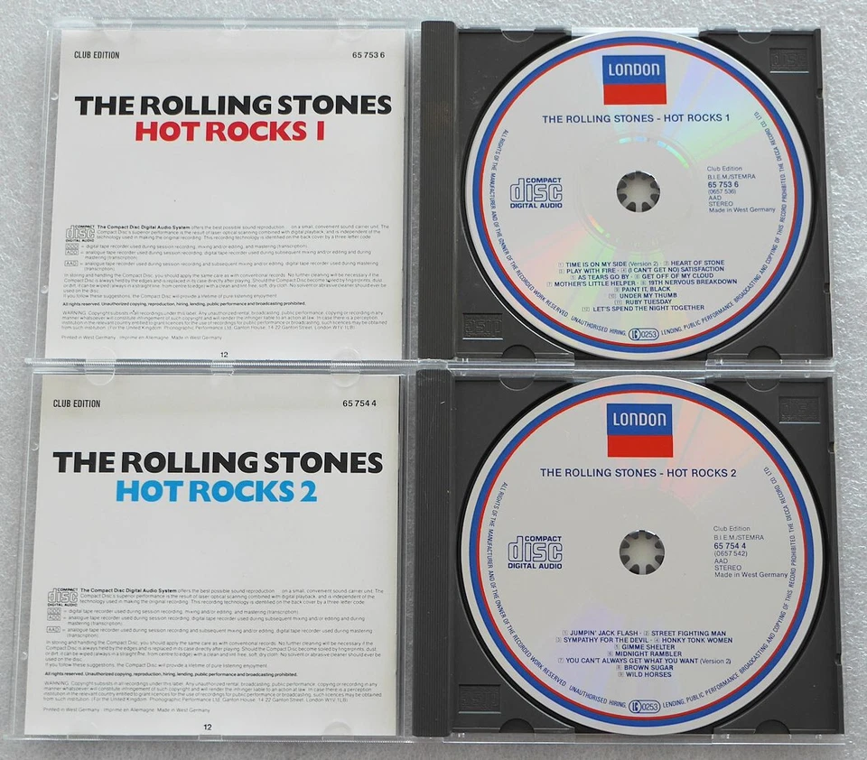 2x CD The Rolling Stones Hot Rocks 1 & 2 London MFSL Book Club West Germany 1989 Foto 3 de 3
