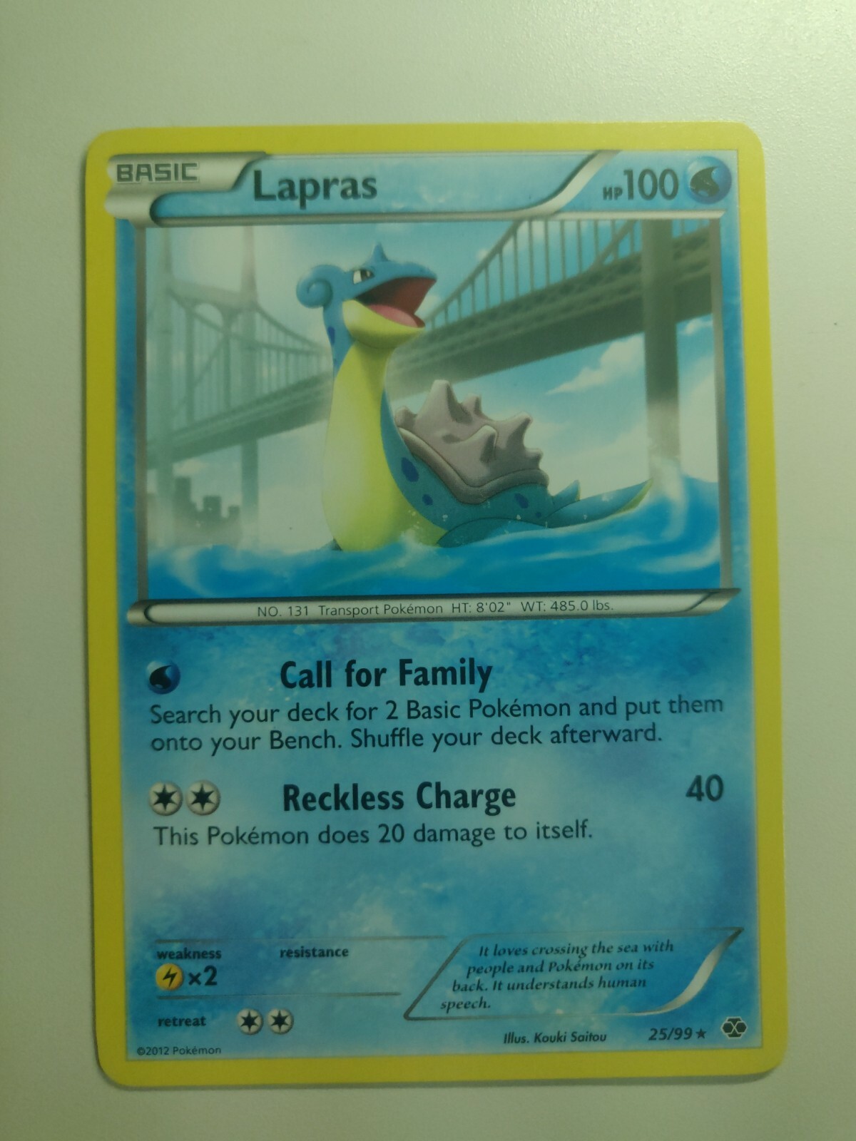 Pokemon Lapras Rare - 25/99 Black & White Next Destinies NM