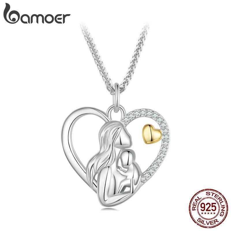 Fashion Mother Heart Jewelry Necklaces Romantic Silver 925 Modern Multicolor