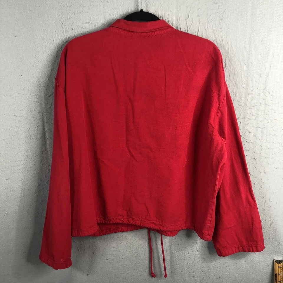 Jaqueta feminina vintage Sea Breeze grande algodão pebbled vermelho praia marinheiro resort - Imagem 2 de 4