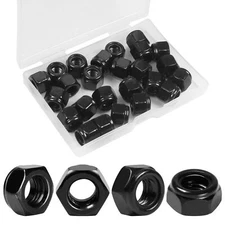 25Pcs 3/8"-16 Nylon Insert Hex Lock Nuts 304 Stainless Steel Locknuts Self-Lo...