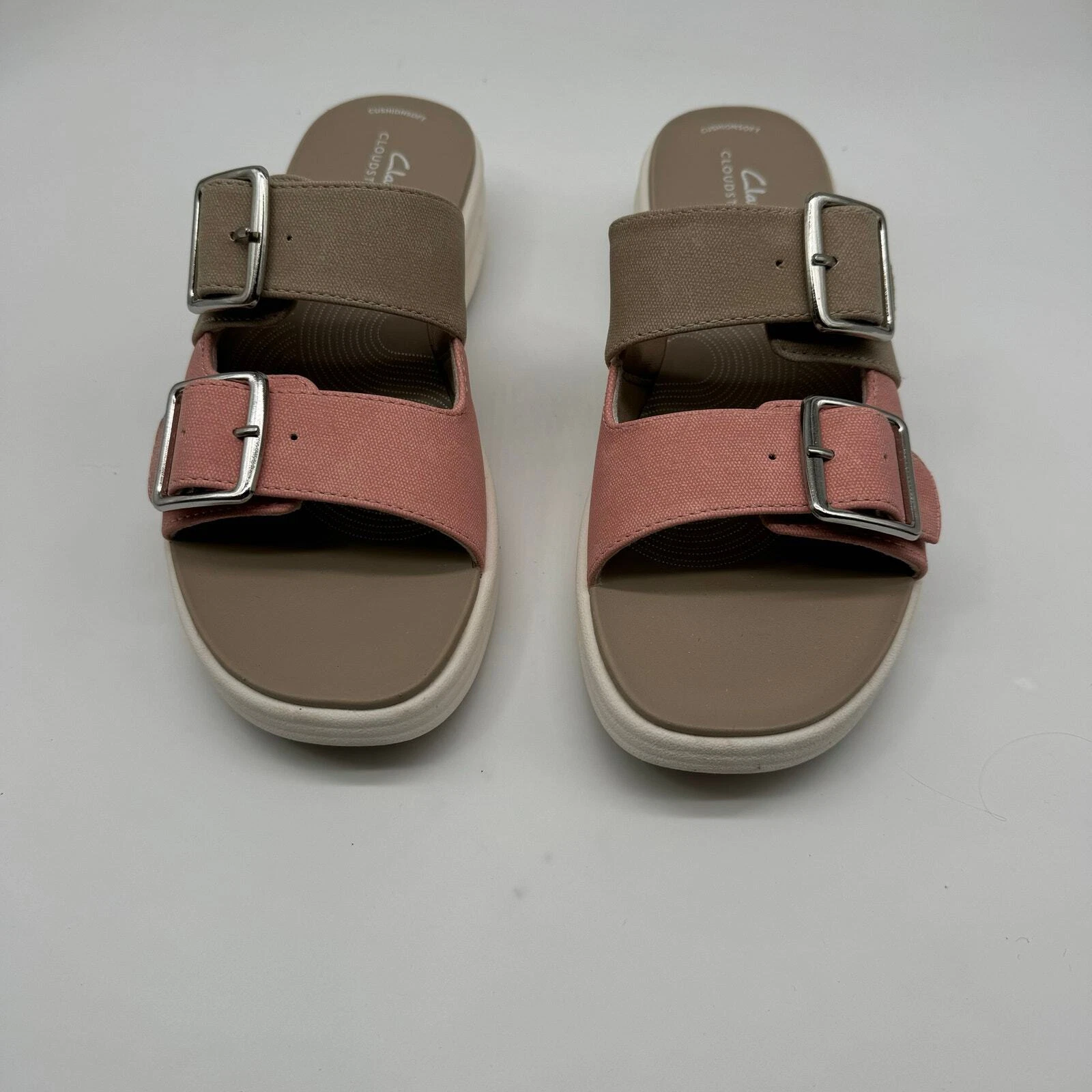 Clarks Cloudsteppers donna taglia 8M fibbia drift combinazione pesca rosa cachi scivoli