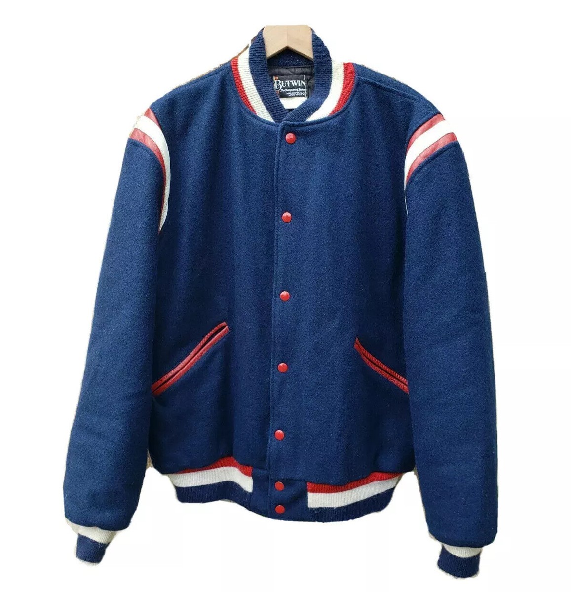 ジャケット・アウター 80s BUTWIN stadium jacket Vtg 80s Butwin Satin Jacket Size Men's L Judy Taylor Warner