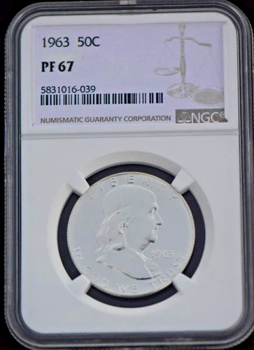 1963 Proof Franklin Half Dollar - NGC PF67 With Display Stand