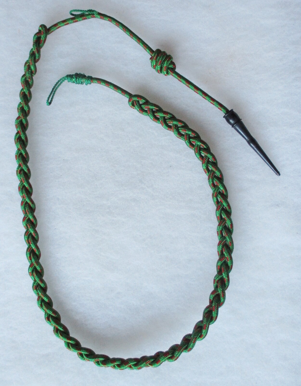 Original 1950s Vintage FRENCH FOURRAGERE AWARD CORD Green & Red with Black Tip