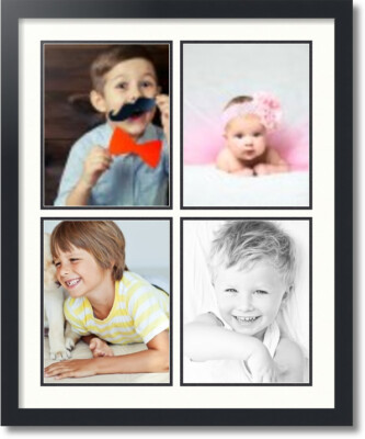 ArtToFrames Collage Mat Picture Photo Frame  4 8.5x11'' Openings in Black 564