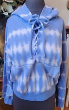 FP MOVEMENT FREE PEOPLE BLUE WHITE TIE DYE PULLOVER SWEATSHIRT HOODIE WOMENS S M