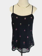 New Womens Monsoon Top Size 4 US Black Hand Embellished Sequin Flowy Boho