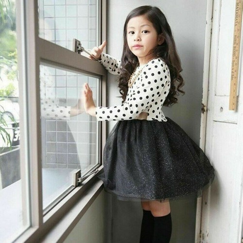 Kids Winter Long Sleeve Dress Girl Fashion Clothes Children Princess Tutu