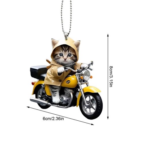 Acrylic Cat Pendant 2D Motorcycle Cat Car Rearview Mirror Decoration sxd3 . - Bild 13 von 13